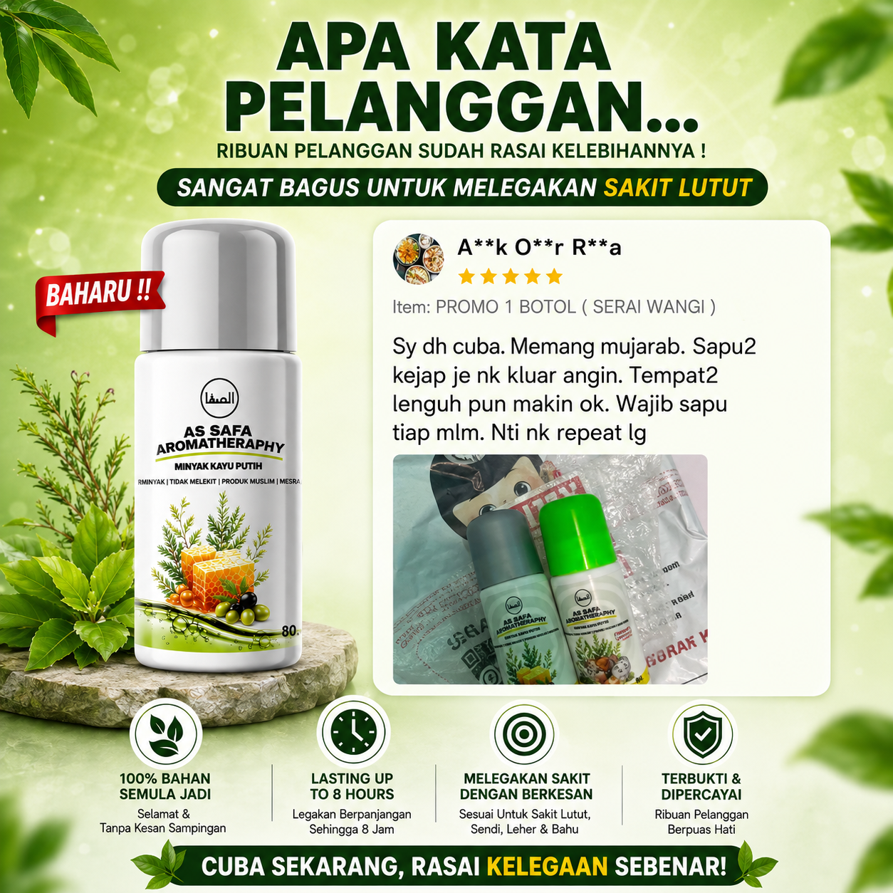 Apa kata pelanggan — ulasan 5 bintang As Safa Roll On