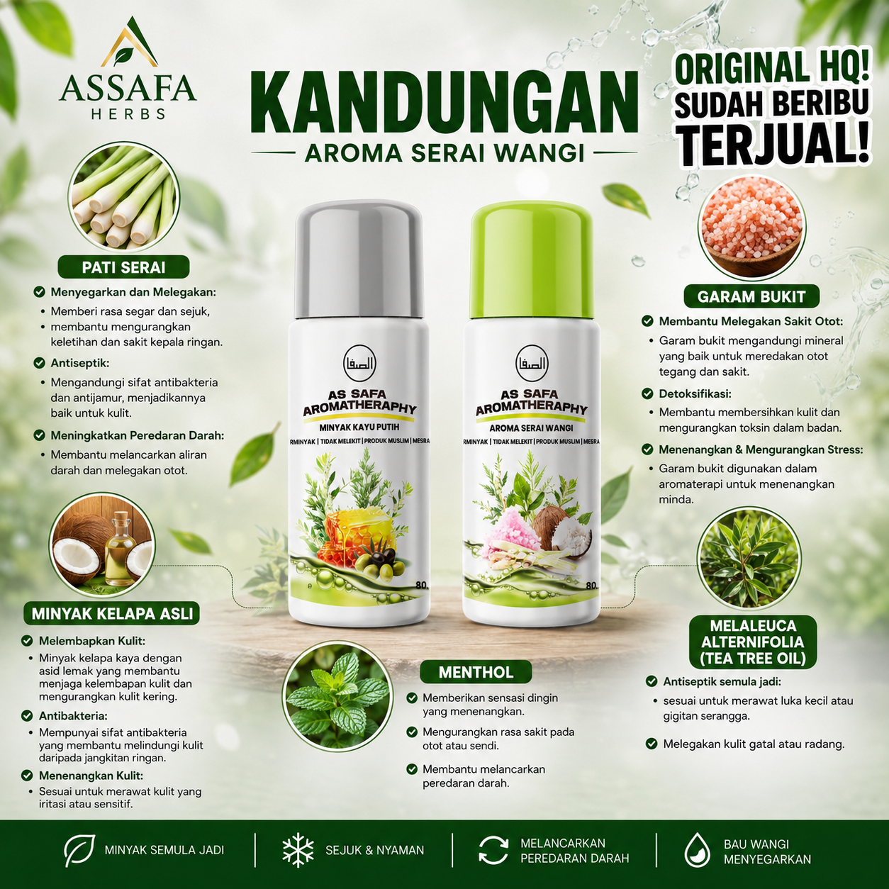 Kandungan As Safa Roll On Aroma Serai Wangi