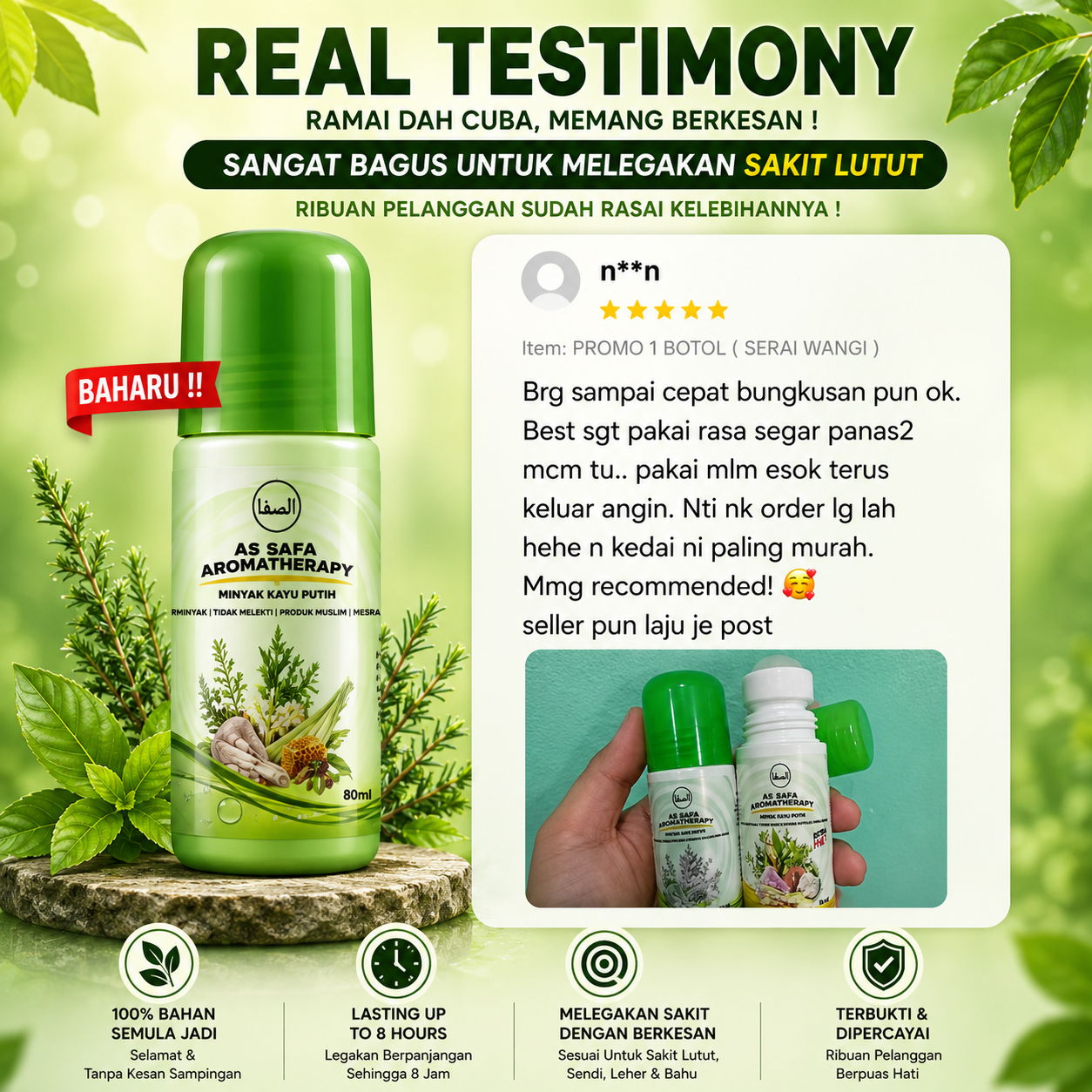 Real testimony — pengguna lega sakit lutut dengan As Safa Roll On